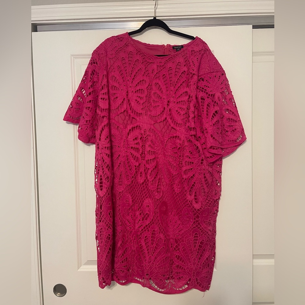 Pink Lace Mid-Thigh Dress